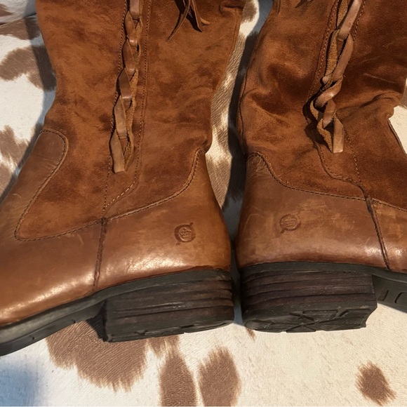 Born Suede & Leather Tall Boots w/Braided Trim - Picture 12 of 15